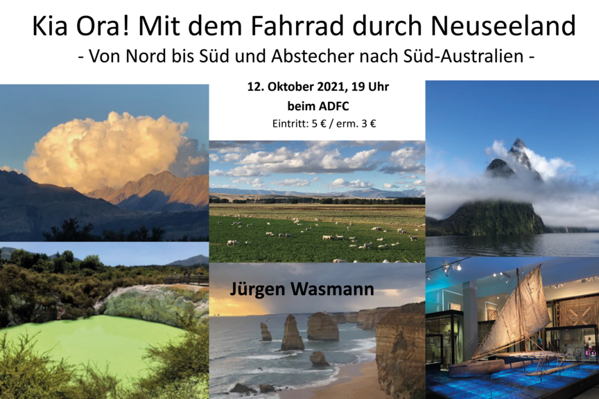 ADFC Leipzig, Radlertreff, Bildervortrag, Neuseeland, Radreise ADFC Leipzig, Radlertreff, Bildervortrag, Neuseeland, Radreise